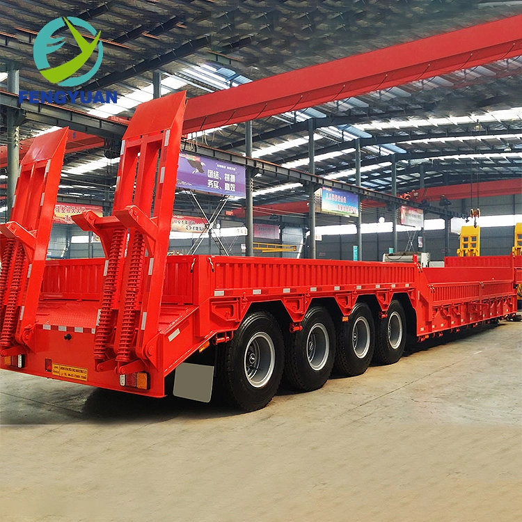 Fengyuan 3 Axle Lowbed Semi Trailer with Automatic Ladder