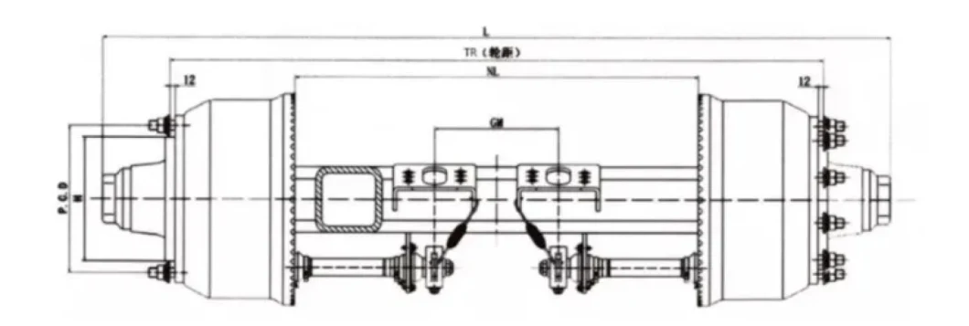 Fuwa Heavy Duty Strong Flatbed Steel Trailer Axle in Truck Tandem Semi Trailer Parts