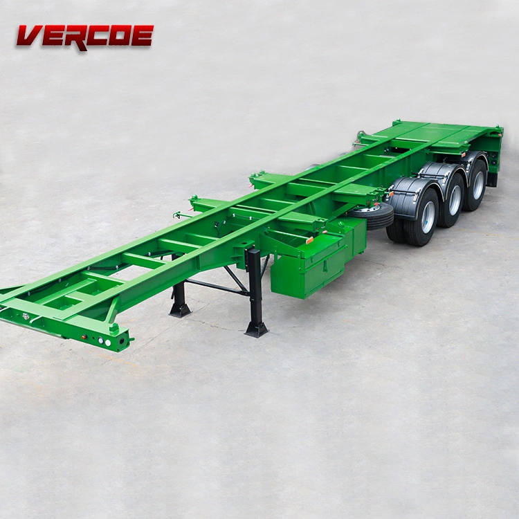 3 4 Axle 20FT 40FT 40 Foot 53 20 Foot Slider Extendable 40 Gooseneck Skeleton Drawbar Tri Axle 20/40 Flatbed Truck Container Chassis Semi Trailer